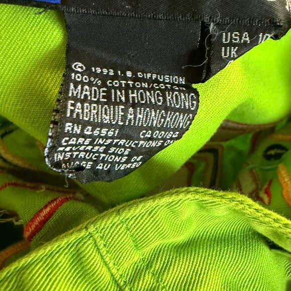 IB Diffusion VINTAGE Women's Denim Jacket Size 10 Bright Green Embroidered - Picture 10 of 10